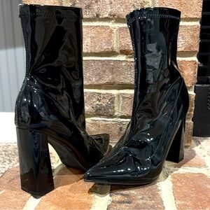Elegant Black Patent Leather Ankle Boots